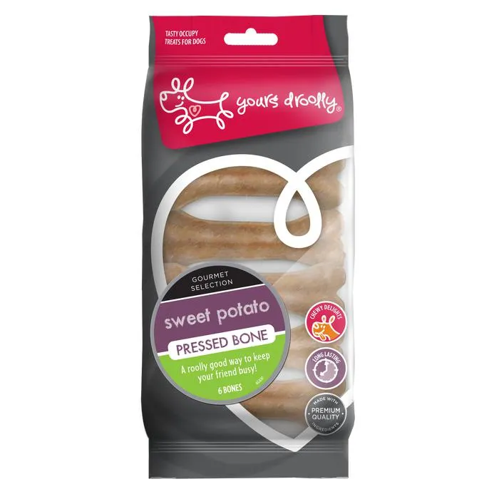 Yours Droolly Rawhide Pressbone Sweet Potato 6 Pack