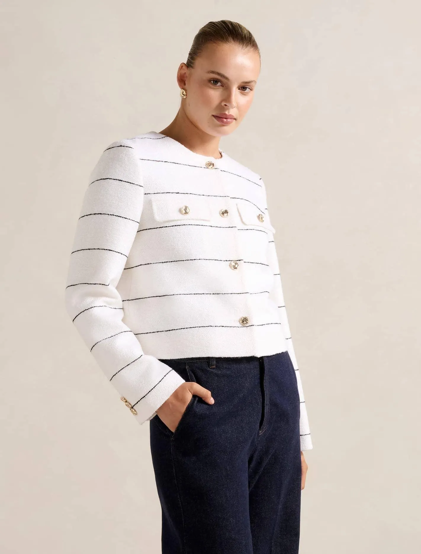 Lila Stripe Boucle Jacket