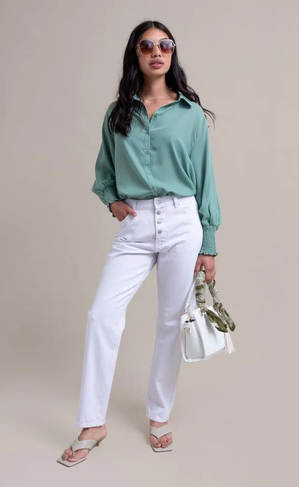 White Button Fly Jeans