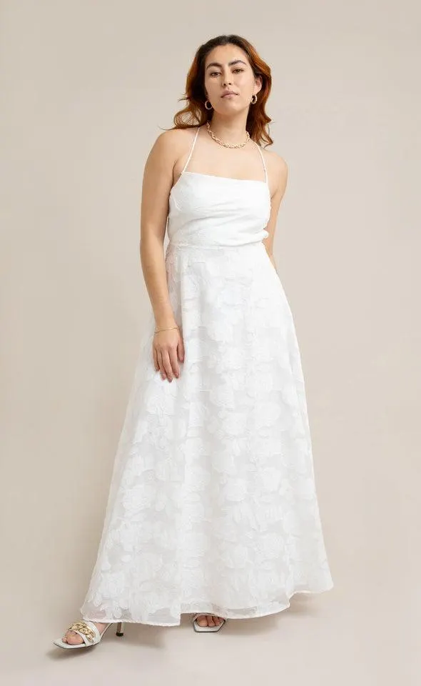 Organza Jacquard Low Back Gown