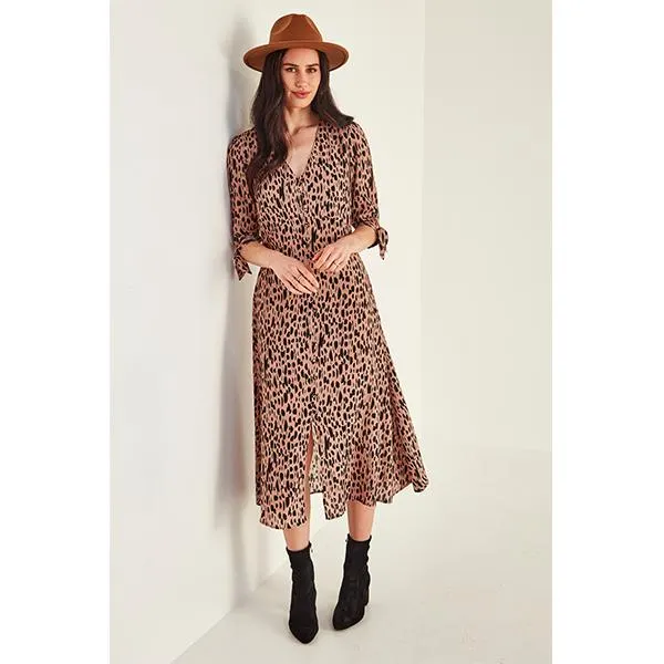 Jane Dress Latte Print