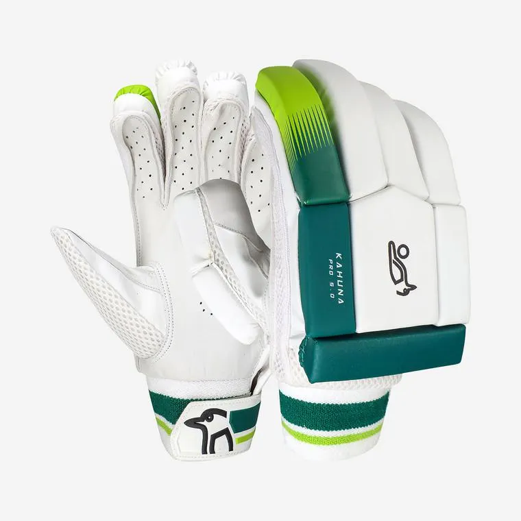 Kookaburra Kahuna Pro 5.0 Batting Gloves Right Hand White/Green/Lime