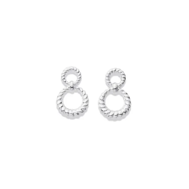 Sterling Silver Two Circle Twist Studs
