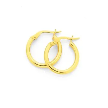 9ct Gold 2x12mm Polished Hoop Earrings