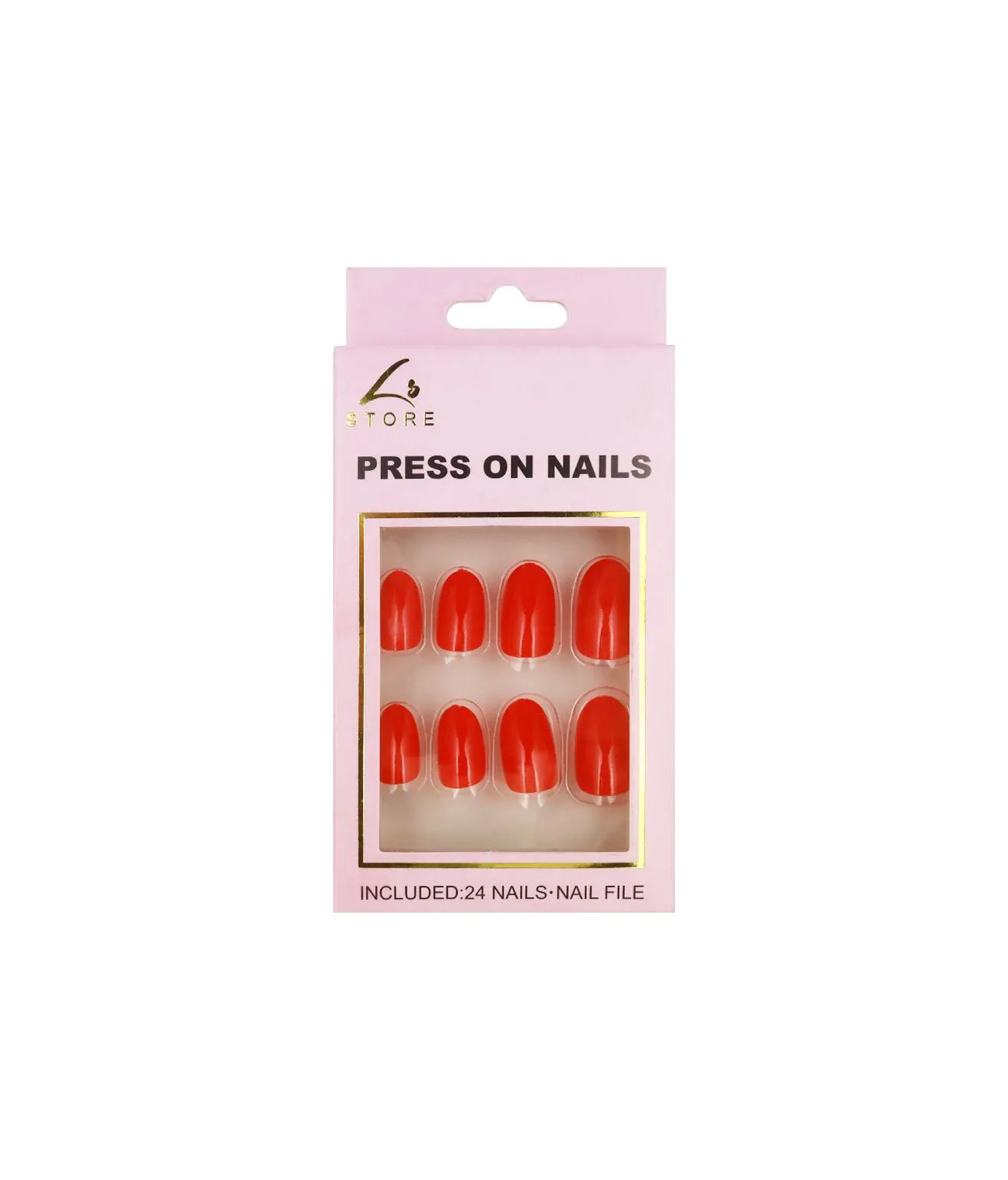 Red Round Press On Nails 24pc