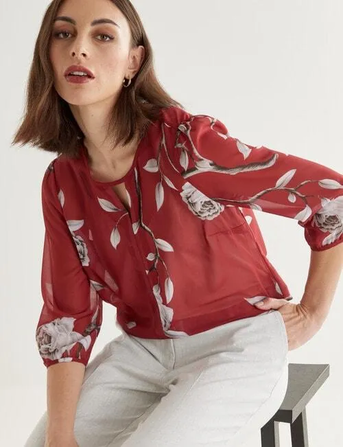 Oliver Black Keyhole Top, Red Rose