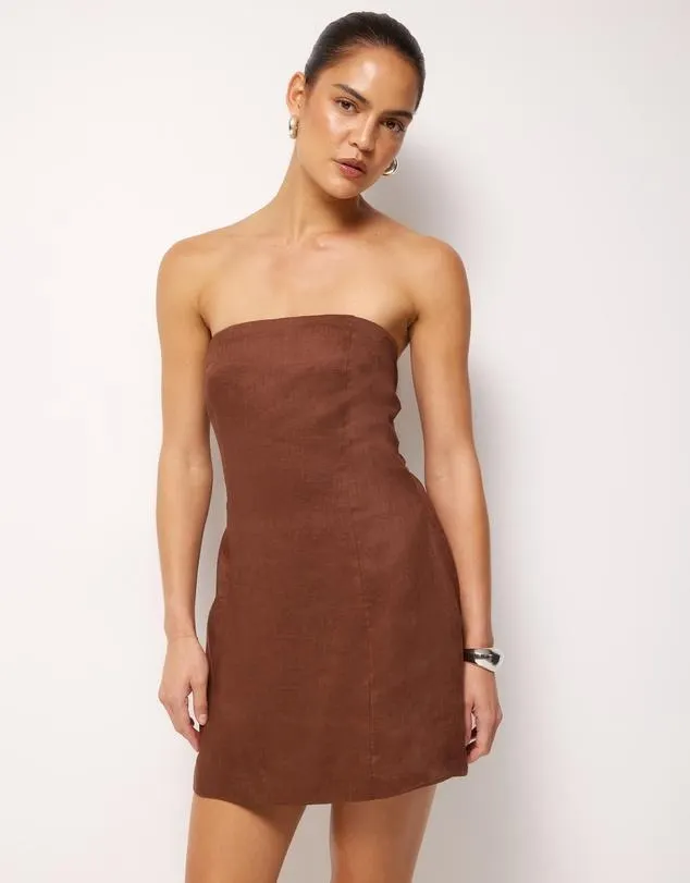 Fia Linen Strapless Mini Dress