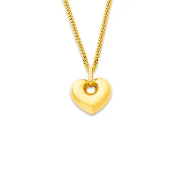 9ct Puff Heart Pendant with Circle Cutout