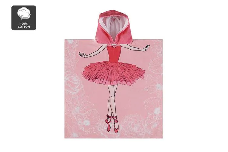 Ovela Ballerina Hooded Kids Beach Towel