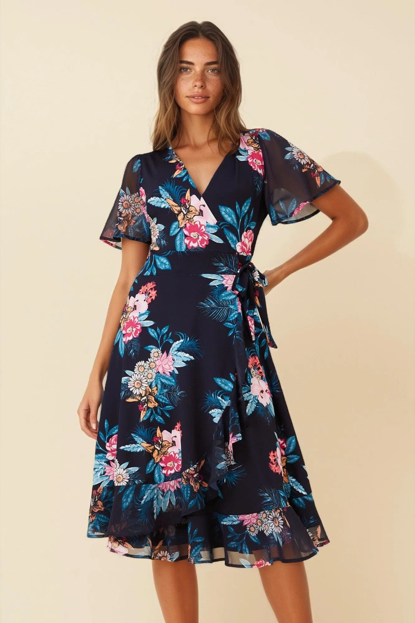DALLAS FLORAL WRAP DRESS