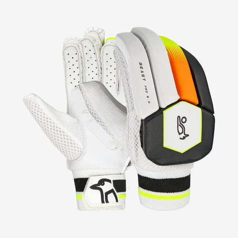 Kookaburra Beast Pro 6.0 Batting Gloves Left Hand White/Black/Orange