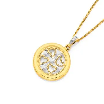 9ct, Diamond Hearts Pendant
