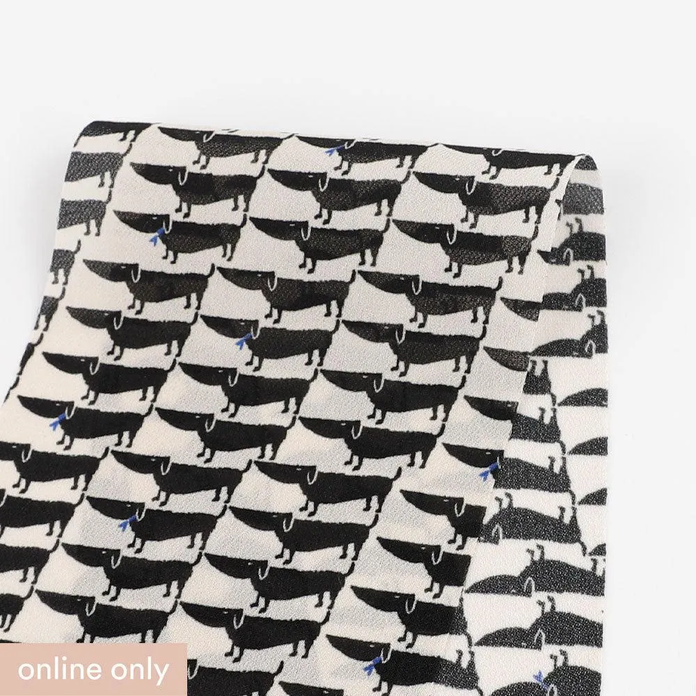 Dachshund Double Georgette - Black / Ivory