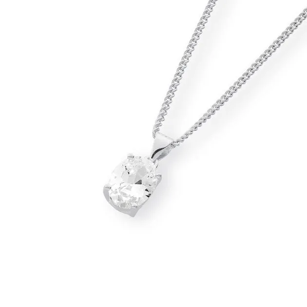 Sterling Silver Cubic Zirconia Solitaire Pendant