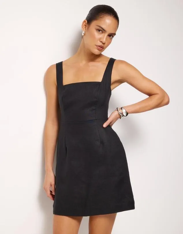 Kaili Linen Square Neck Mini Dress