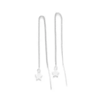 Sterling Silver Mini Stars on Chain Thread Earrings