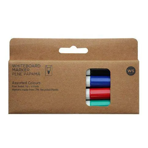 WS Whiteboard Marker Fine Assorted 4 Pack