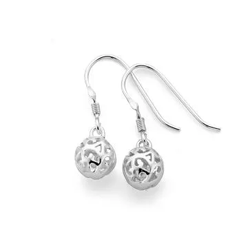 Sterling Silver Scroll Ball Hook Earrings