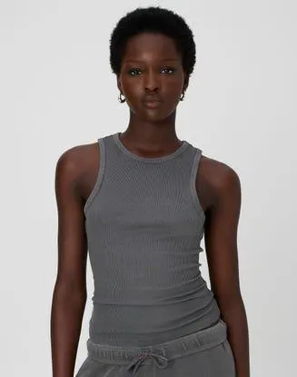 Rib High Neck Tank Top