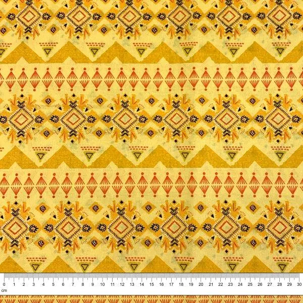 Bohemian Chic Cotton Fabric, Yellow Abstract- Width 112cm