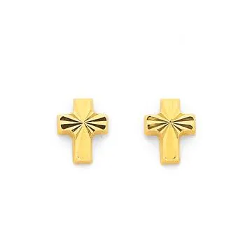 9ct, Cross Stud Earrings