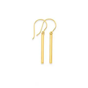 9ct, Bar Drop Earrings