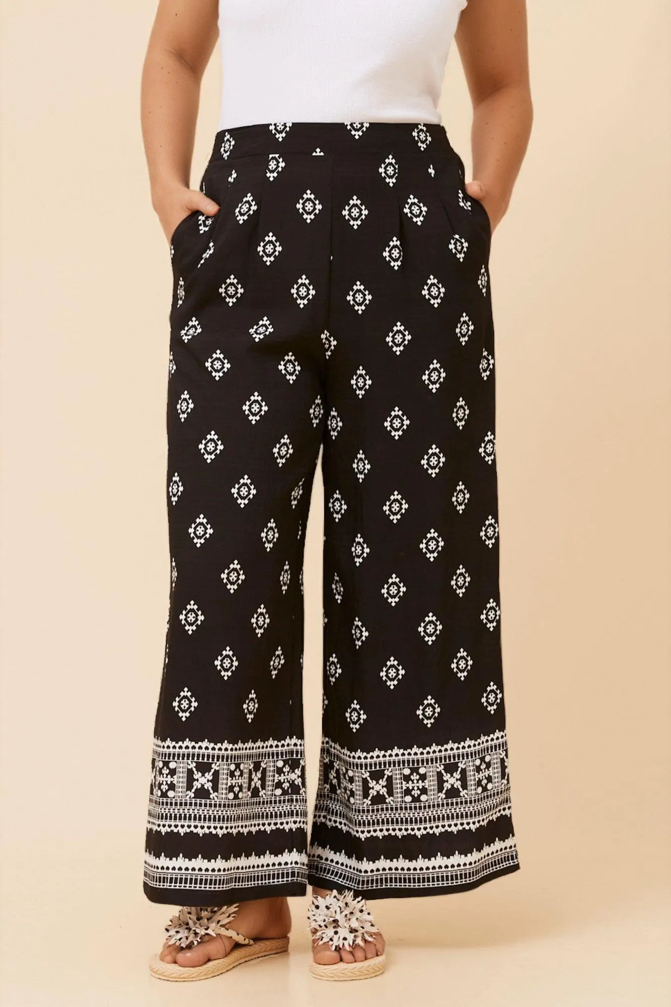 LOXANA BORDER PRINT PANTS