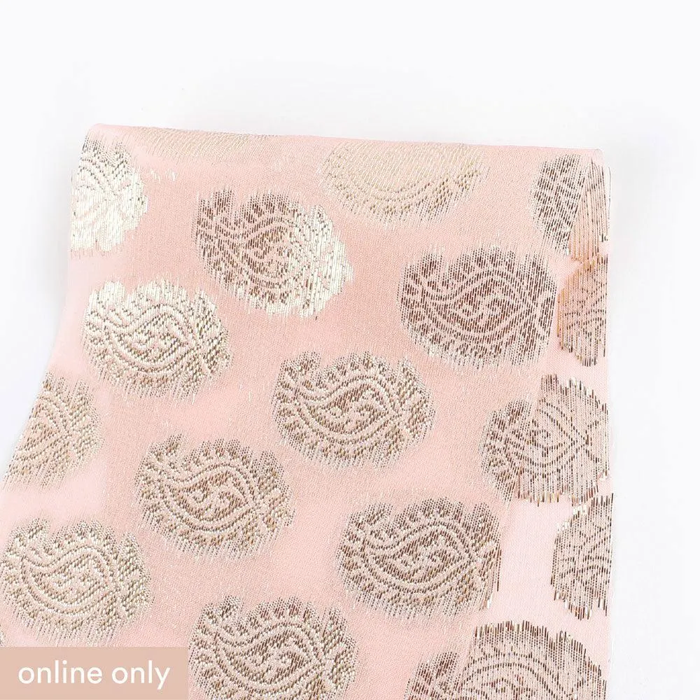 Metallic Paisley Motif Silk - Cherryblossom