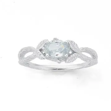 Sterling Silver Cubic Zirconia Leaves & Branch Ring