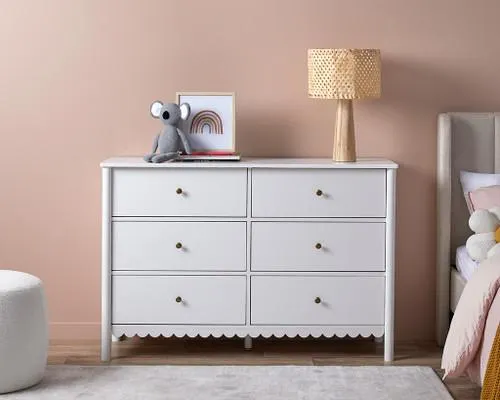 Maisie Scalloped Six Drawer - White