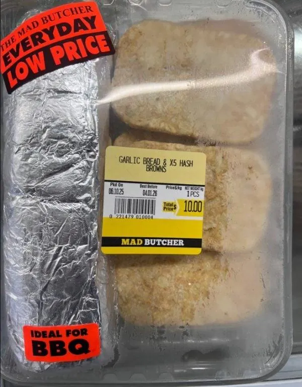 X1 GARLIC BREAD & X5 HASH BROWNS