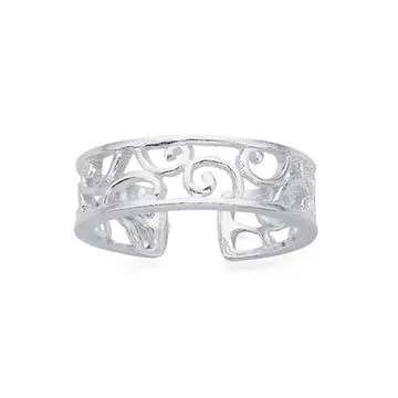 Sterling Silver Open Filigree Wide Toe Ring