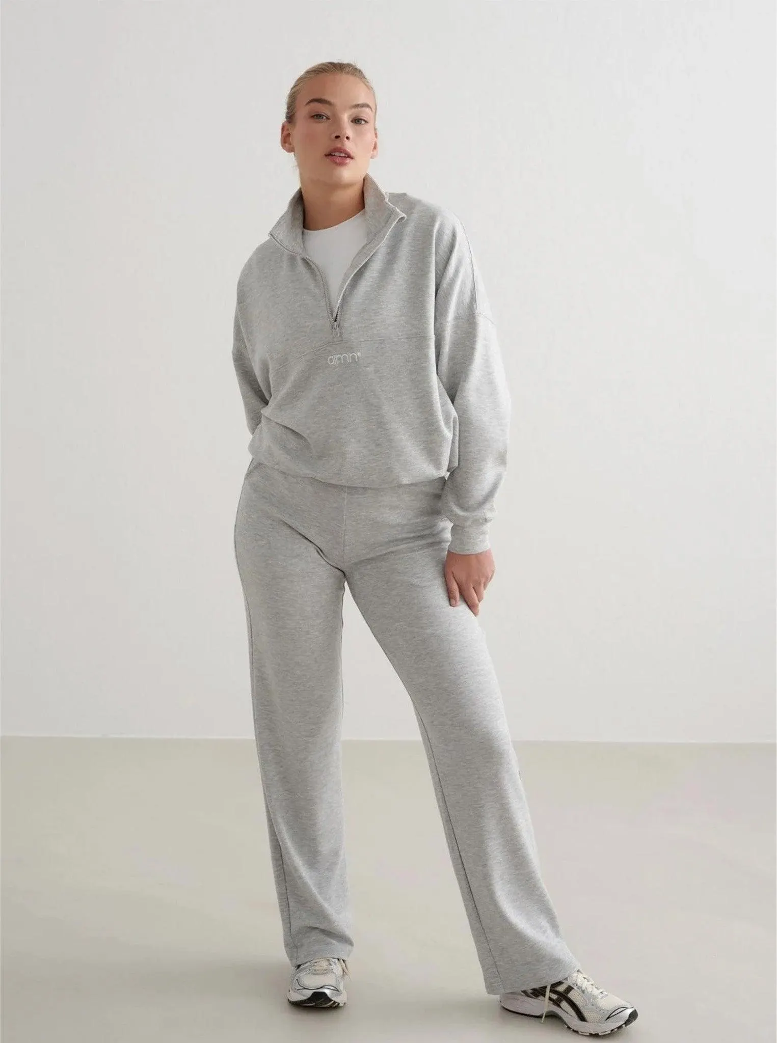 Light Grey Melange Comfy Half Zip