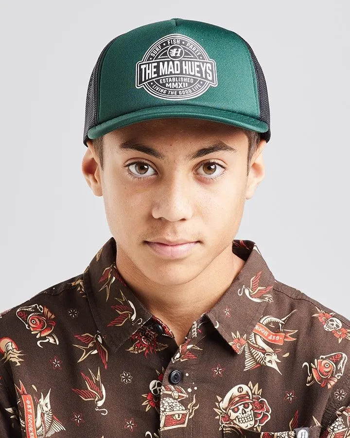 THE MAD HUEYS Hueys Life Youth Foam Trucker - Pine Green