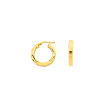 9ct 15mm Ribbed Hoops