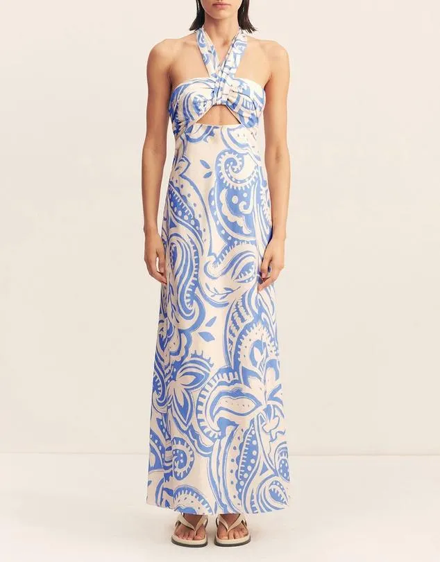 Francis Ruched Halter Maxi Dress