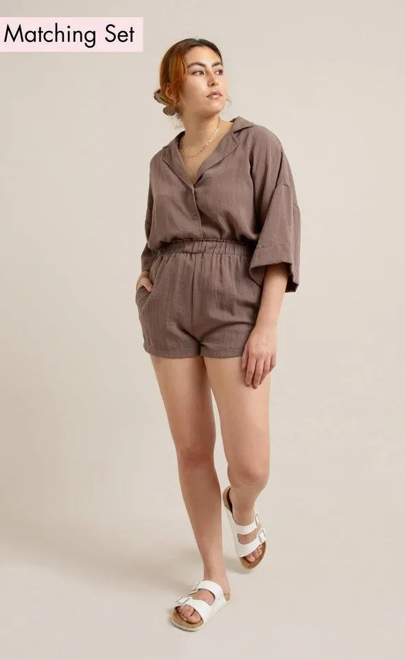 Linen Look Elastic Waist Short
