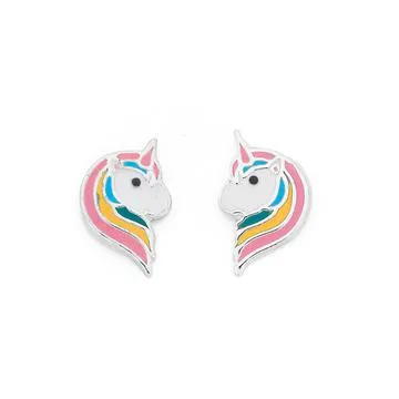 Sterling Silver Enamel Unicorn Studs