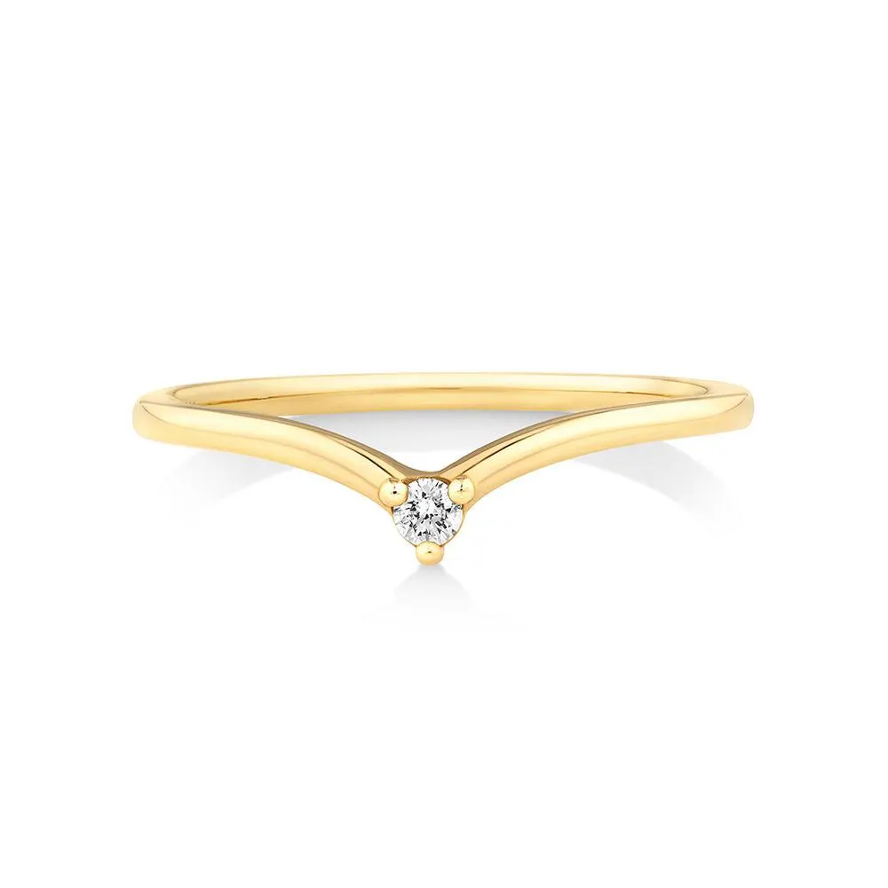 Diamond Accent Chevron Ring in 10kt Yellow Gold