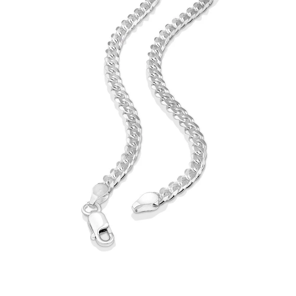55cm (22") 4mm-4.5mm Width Curb Chain in Sterling Silver