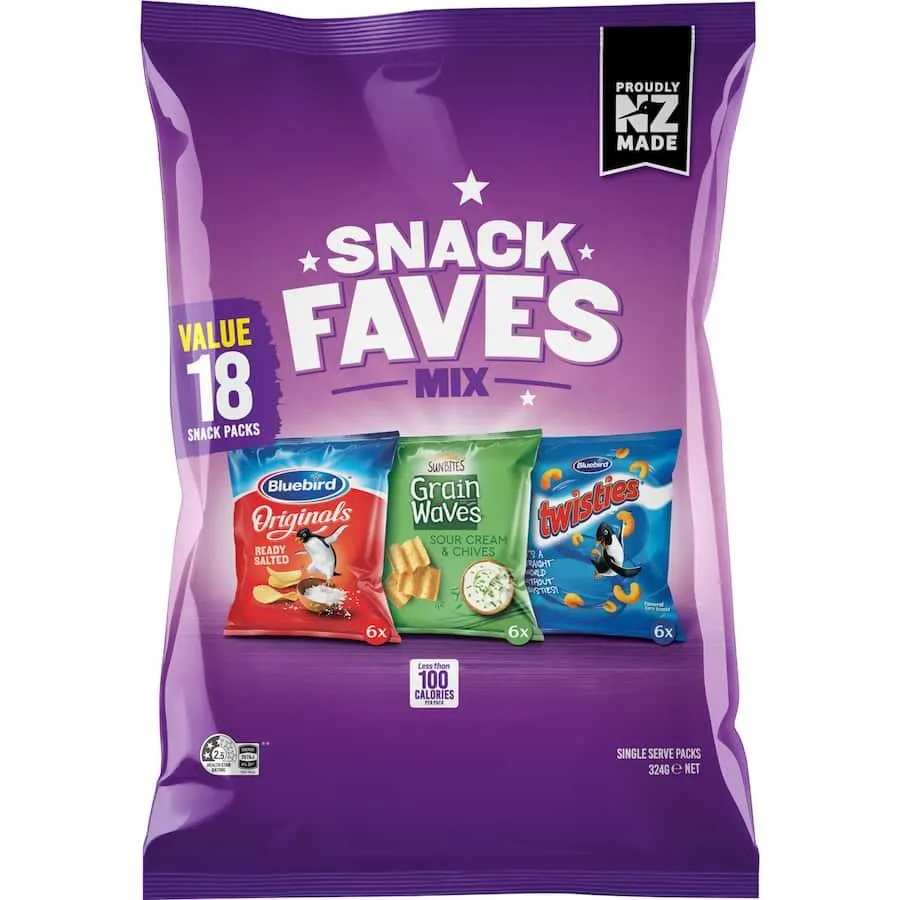 Bluebird Snack Faves Multipack Wholegrain Chips Originals Grain Waves Twisties