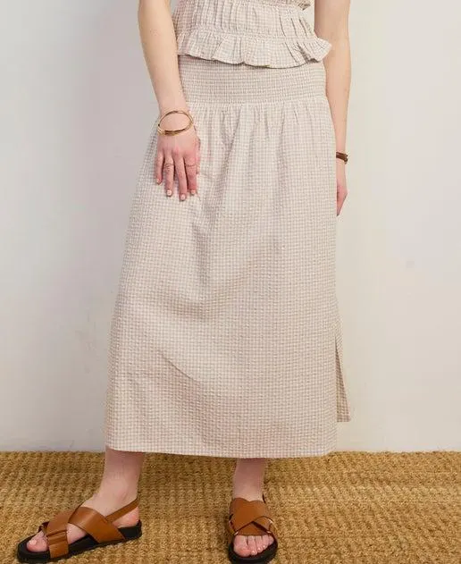 Women's Shirred Waist Gingham Skirt