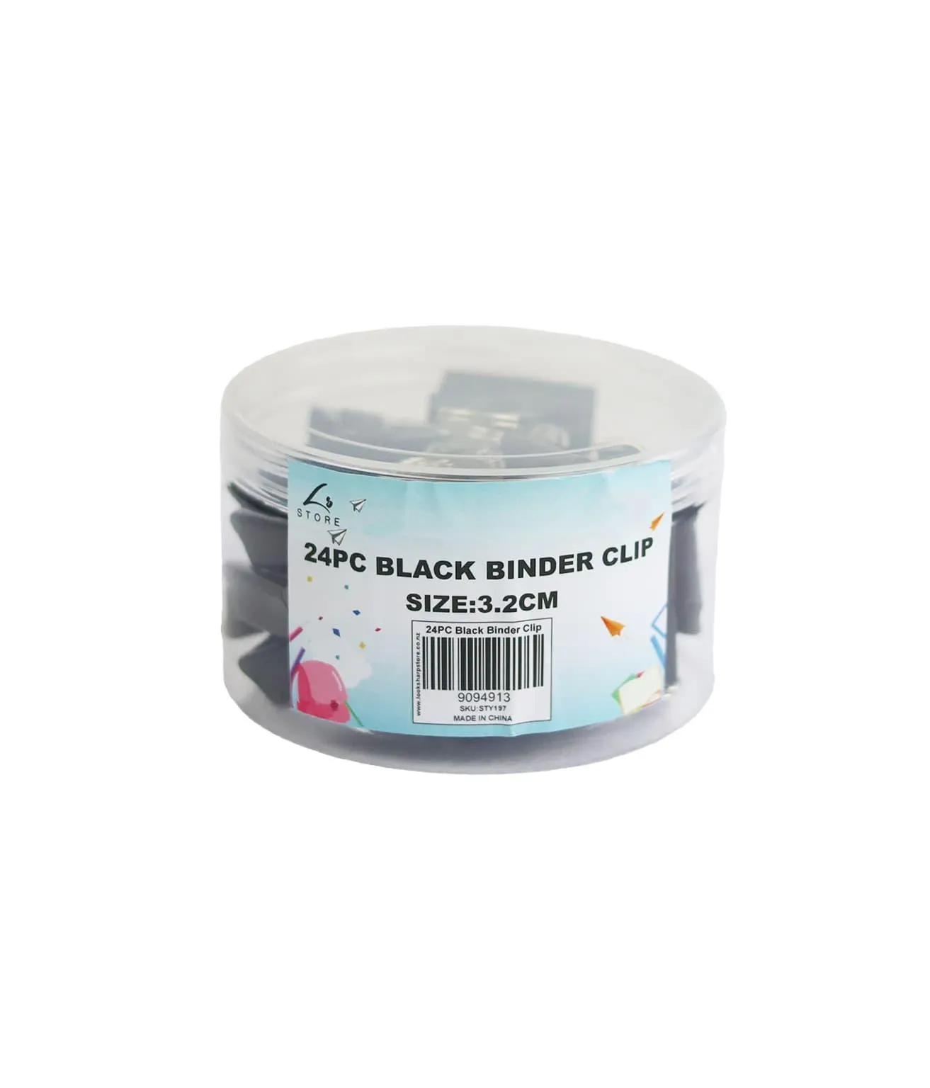 Black Binder Clip 24pc 3.2cm