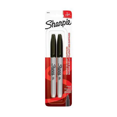 Sharpie Permanent Fine Marker Black 2 Pack