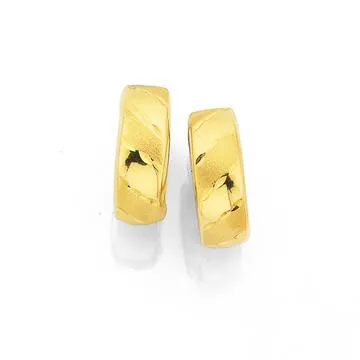 9ct, Diamond Cut Huggies