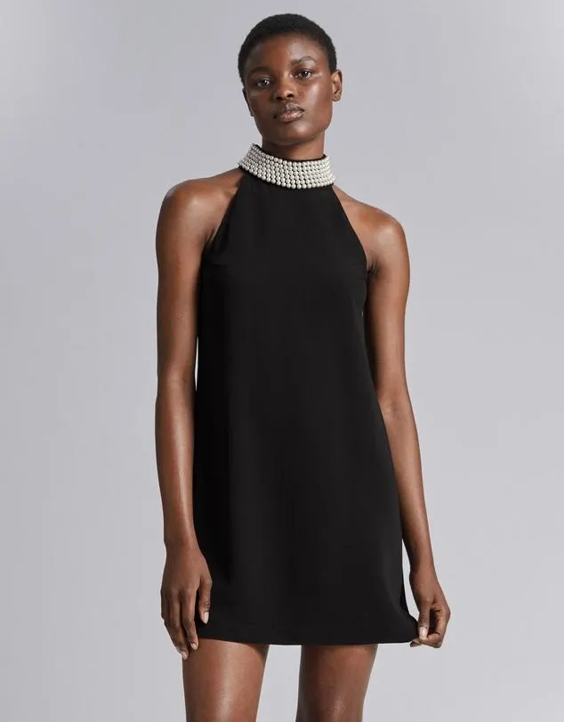 Pearl Collar Mini Dress