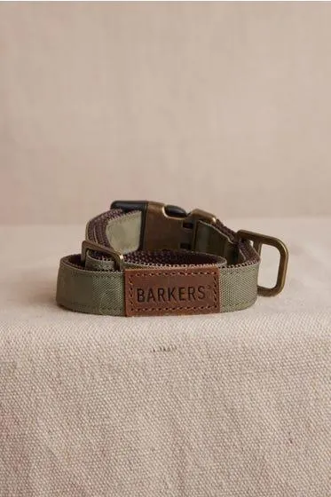 Barkers Dog Canvas Collar Green L