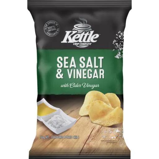 Kettle Chip Company Potato Chips Sea Salt & Vinegar 150g