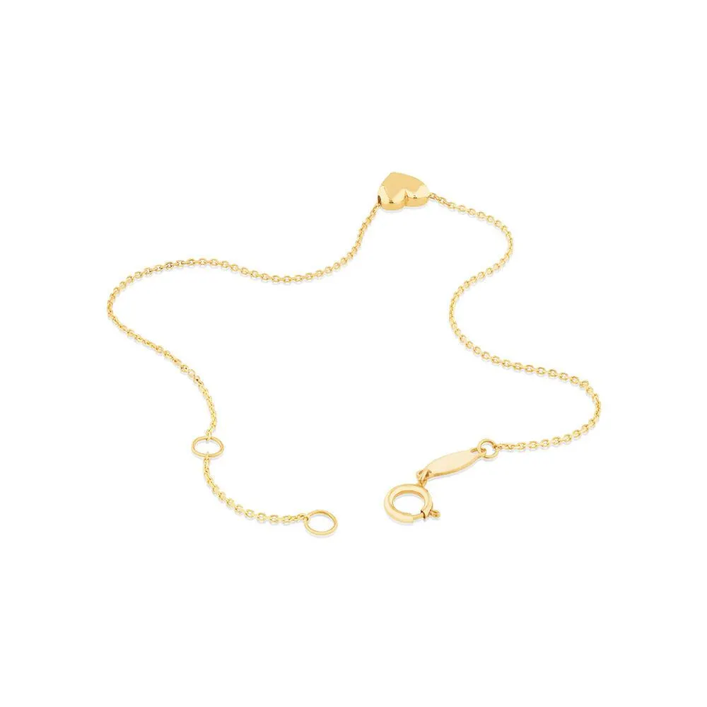 19cm Heart Slider Bracelet in 10kt Yellow Gold