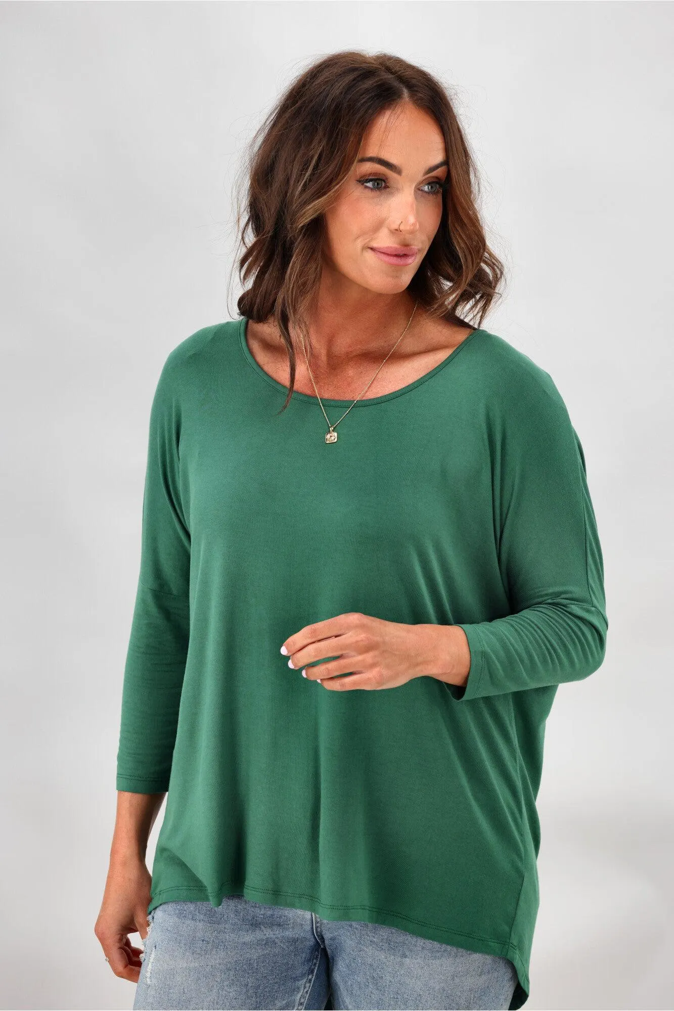 Betty Basics Milan 3/4 Sleeve Top Sea Green